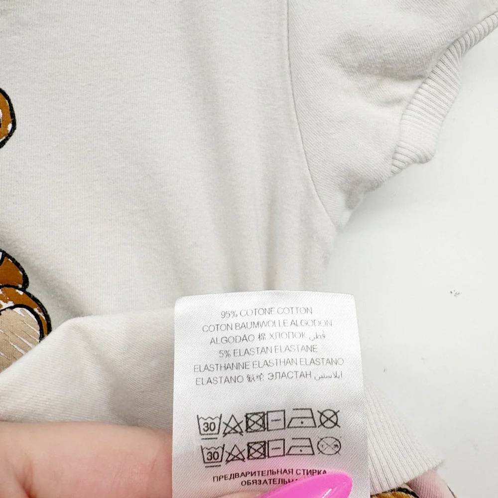 Moschino Baby Girls Toy Bear White Pink Designer Puff Sleeve‎ Dress Size 3Y